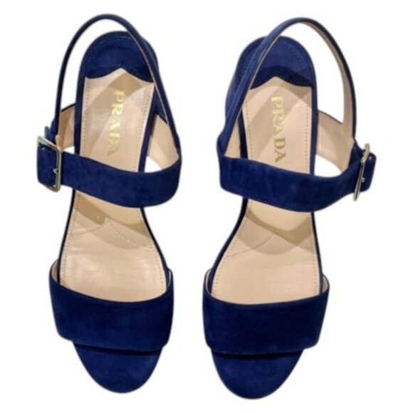 Prada NAVY Suede Platform Sandals NEW with COA - Picture 8 of 17